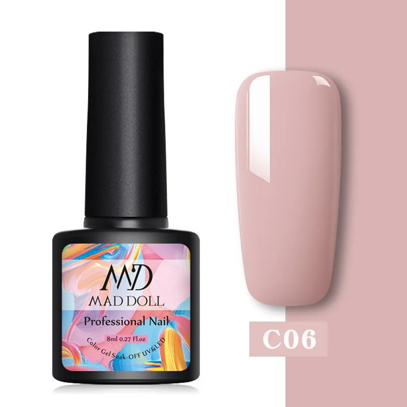 C06 MAD DOLL, Термальный гель для ногтей, меняющий цвет, блестки, отмачиваются, УФ-гель для ногтей, лак для ногтей, дизайн ногтей, сделай сам, украшение - Цвет: C06