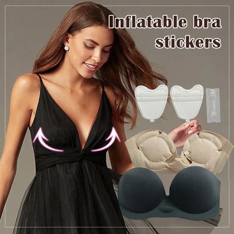 

AirComfort Strapless Bandeau Adhesive Invisible Push Up Sticky Bras Reusable for Women A66