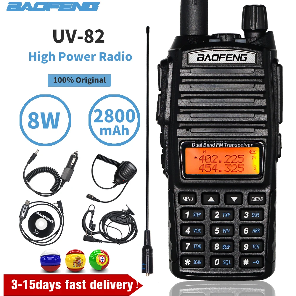 Real 5W/8W Baofeng UV-82 Walkie Talkie UV 82 Dual Band FM Transceiver UV82 Powerful Hunting Ham CB Radio Station 10KM Intercom | Мобильные