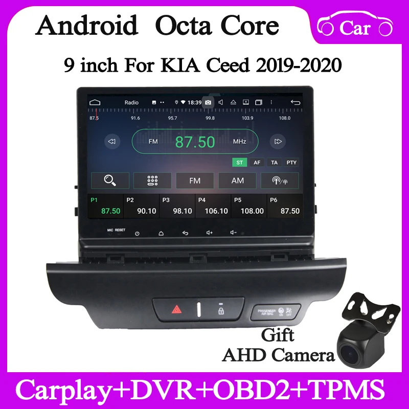 

Автомобильная Мультимедийная система, автомагнитола с 9 "сенсорным экраном, Android 10, для Kia CEED 2019, 2020, 2021, gps Навигатором, Wi-Fi, DSP, carplay