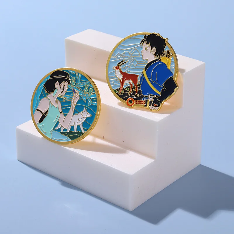 Японский аниме Унесенные призраками мальчик и девочка металлическая брошь с