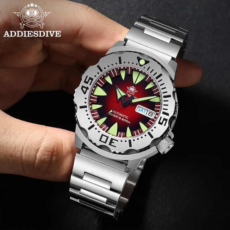 Дешево Мужские часы ADDIESDIVE AD2103 42 мм NH36, часы для дайвинга с недельным стальным циферблатом, мужские часы-монстр капитан Виллард