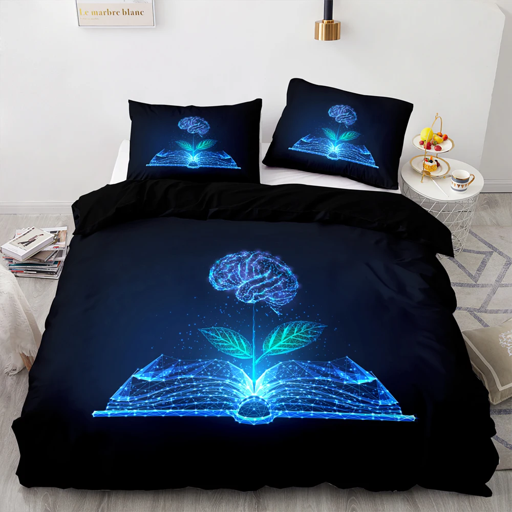 

3D Printing Future Knowledge Pattern Bedding Set,210210 Duvet Cover Set With Pillowcase, 240220 Quilt CoverBig Blanket Cover