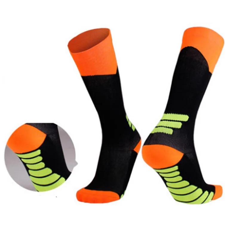 orange black Compression socks for varicose veins Women Men Leg Stocking Support Stretch Below Knee c football socks - Цвет: orange black