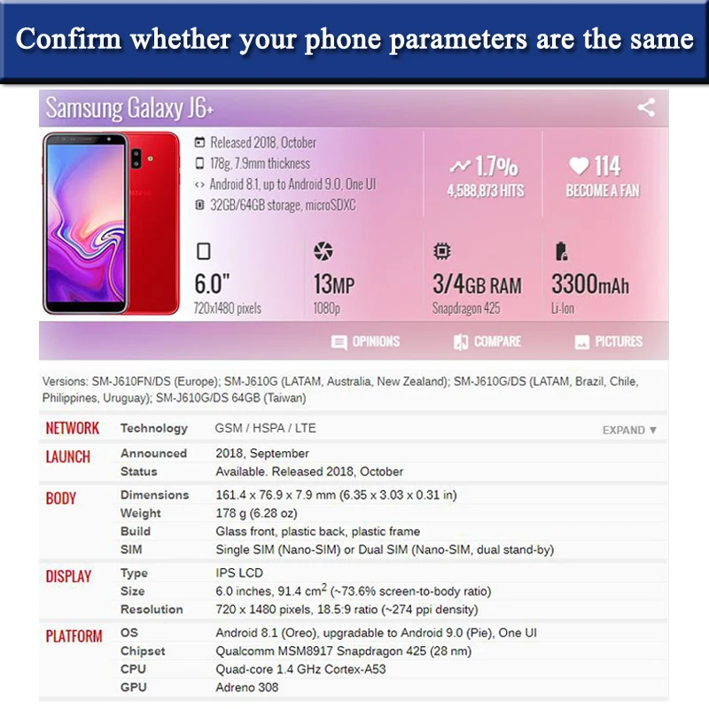 ЖК дисплей для Samsung Galaxy J4 plus + J415 J415F J415FN с сенсорным экраном в сборе J6 J610