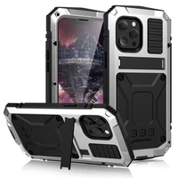 aluminum metal 360 degrees full body rugged armor shockproof protective case for iphone 11 12 13 pro max mini kickstand cover