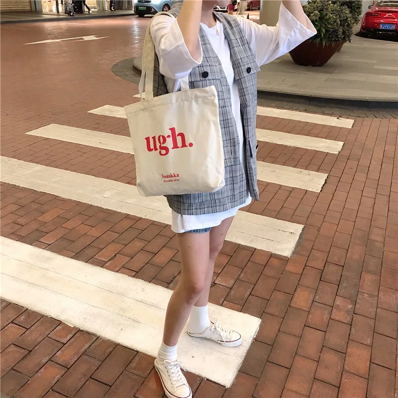 Youda корейский стиль буквы простая ткань сумка свежая печать Студенческая для