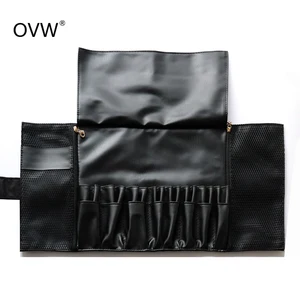 24 кармана, черная многофункциональная сумка для кистей для макияжа, профессиональные косметические инструменты, держатель для кистей, органайзер для кистей