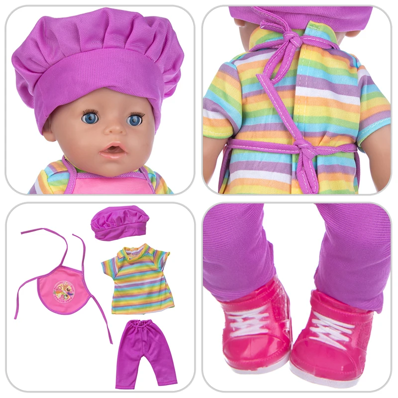 

Doll Clothes Accessories Three Piece Wool Jumpsuit With Hat And Socks Fit 18 inch 43cm Born New Baby For Baby Birthday Gift