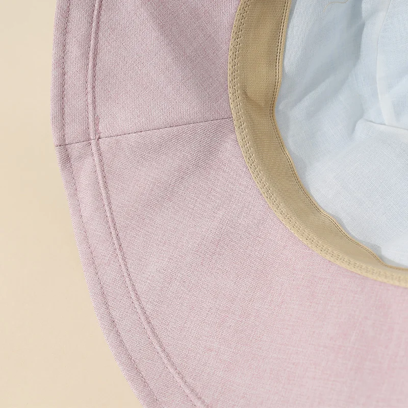 

[PTAH] Summer New Women's Bucket Hats Anti-UV Cloth Comfort Cap Foldable Windproof Rope Hats Breathable Ponytail Bow Cap Female