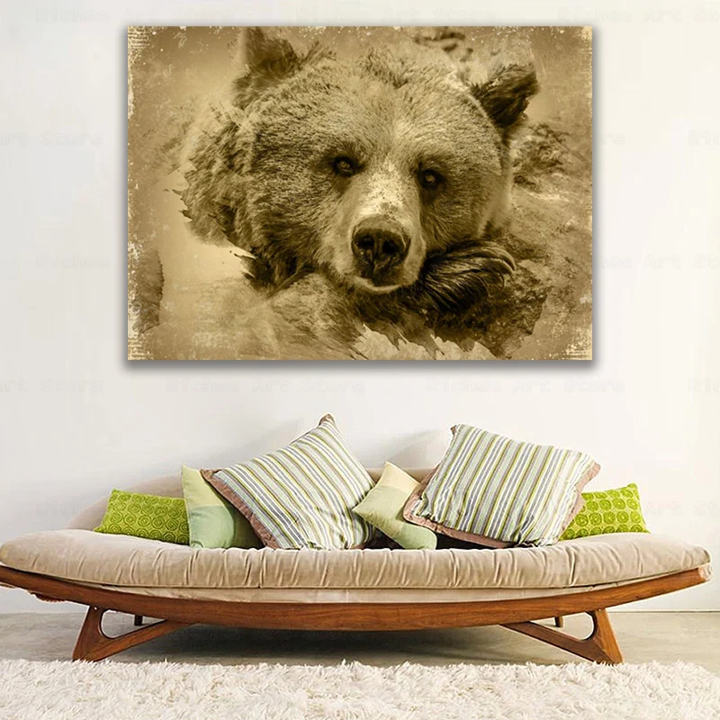 

Brown Bear Animal Wall Art Decor Canvas Painting Modern Posters and Prints Wall Pictures For Living Room Home Decoration