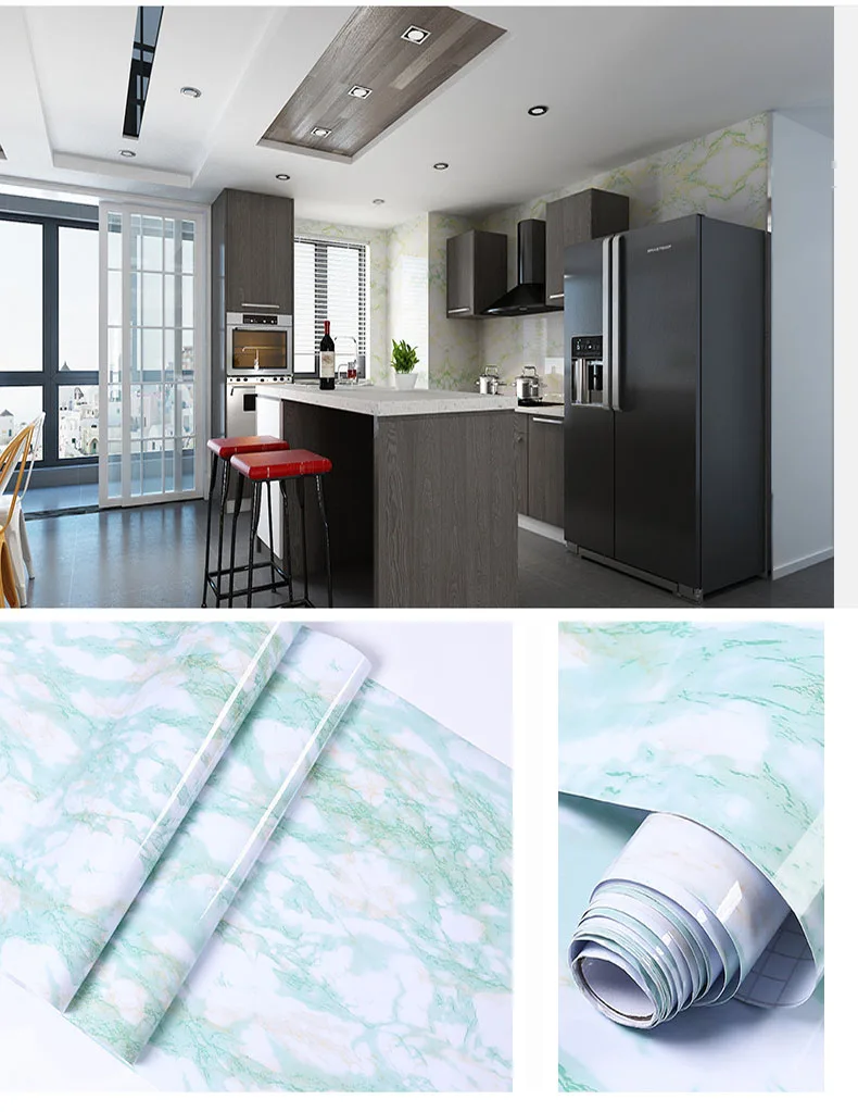 

Marble Vinyl Film Wallpaper Self Adhesive Waterproof Wall Stickers for Bathroom Kitchen Furniture Renovation Room Decor Paper