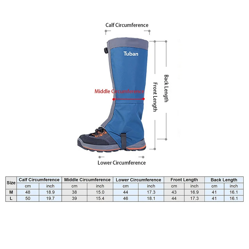 

Sports Shoe Cover Leg Gaiters Waterproof Adjustable Tear Resistance Snow Boot Shoe Cover for Outdoor Snow Boot Hiking Shoe Cover
