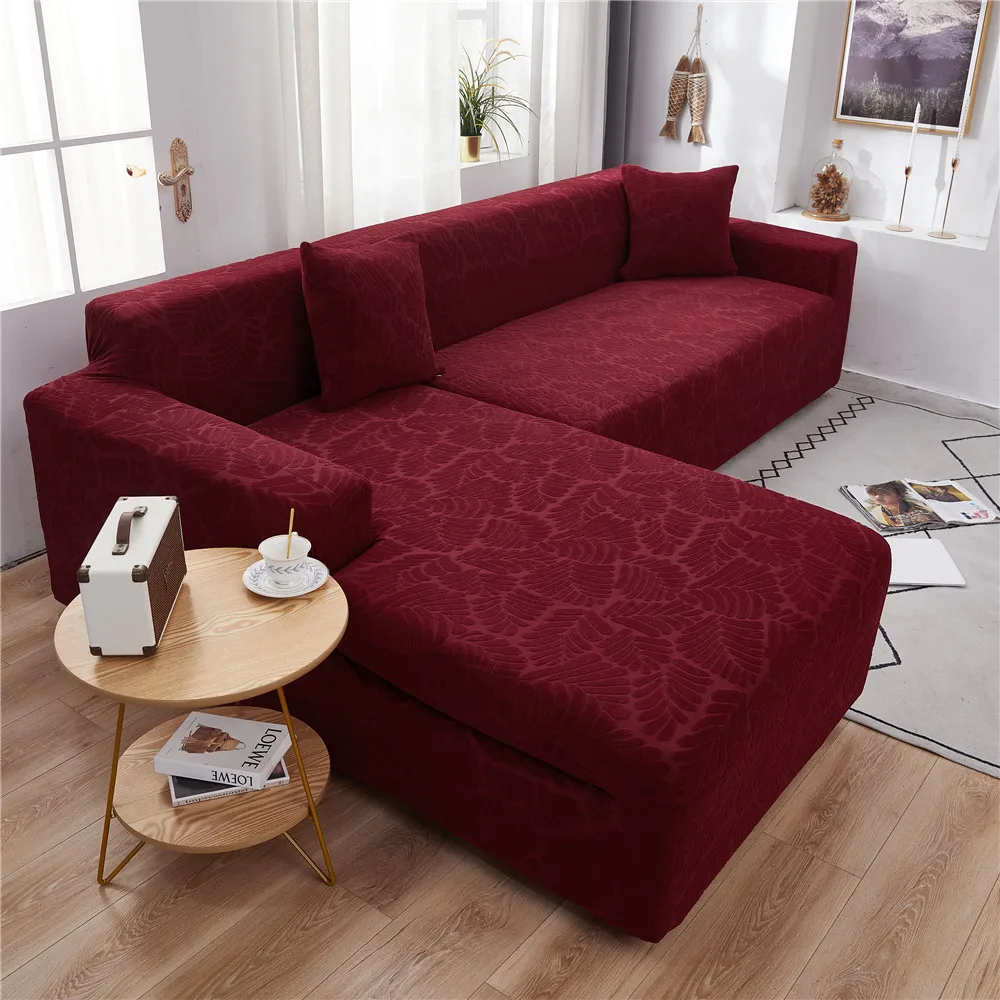

JUANNAI Sofa Cover Solid Color Thick Velvet Sofa Cover Elastic Universal Slipcover All-inclusive Couch Cover