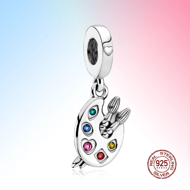 

2021 NEW Painting board Drawing Charm beads Pendant Bijoux 925 Sterling Silver Fit Original Pandora Bracelet Jewelry Making