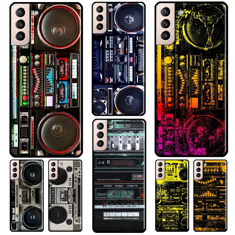 80s Retro Boombox Cassette Player Phone Case For Samsung Galaxy S21 S20 FE S8 S9 S10 Note 10 Plus Note 20 S22 Ultra Cover