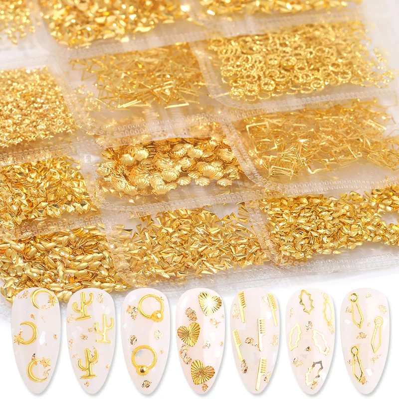 3D украшения для ногтей Золотой Серебряный ноготь гвоздики акриловые в виде