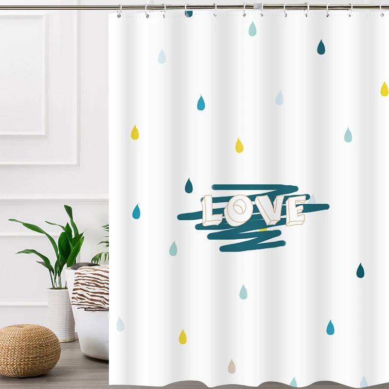 

Bathroom Polyester Shower Curtains Nordic Colorful Thick Shower Curtain Accessories Cortinas De Ducha Bathroom Products DF50SC