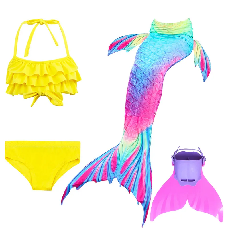 Package list 1-18 Комплект из 4 предметов/бикини в стиле русалки, Детские Моноласты, хвосты для купания, плавник для девочек, детский купальник, хвост русалки для девочек, купальный костюм для костюмированной вечеринки - Цвет: Package list 1-18
