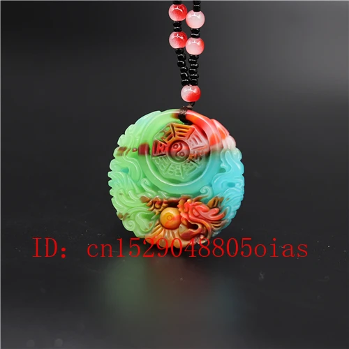 Натуральный цвет Нефритовый дракон кулон ожерелье Китайский жадеит ювелирные