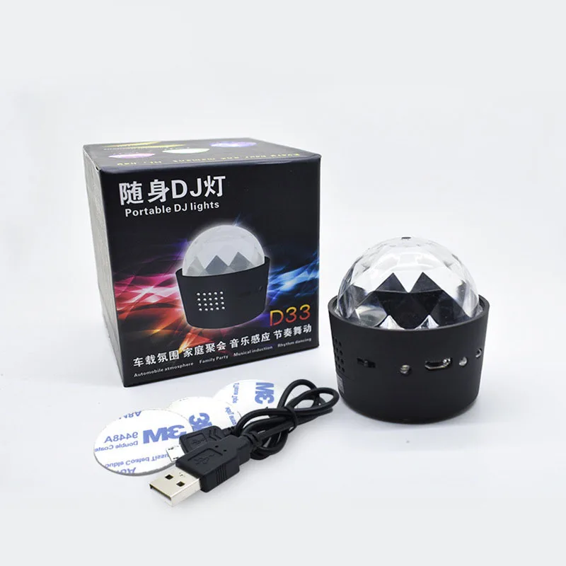 

Mini Colors DJ Ball 3W USB Crystal Magic Ball Car DJ lamp party stage lights Home Entertainment Light Music Christmas KTV Party