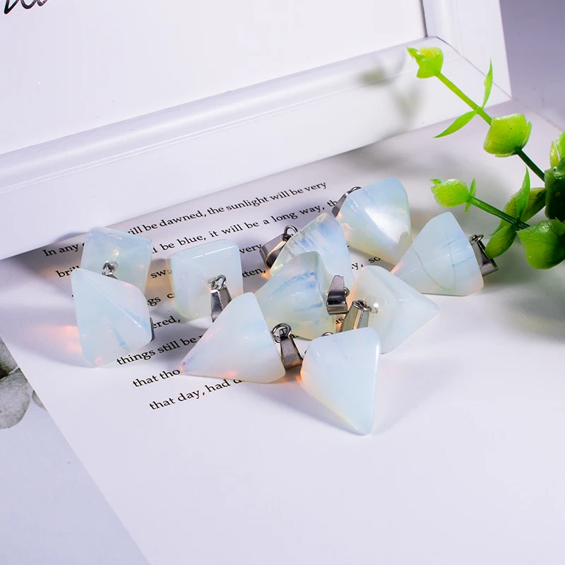 

25PCS Pendant Natural Stones Jade A Lucky Charm Pyramids Necklace Crystal Beads For Jewelry Making
