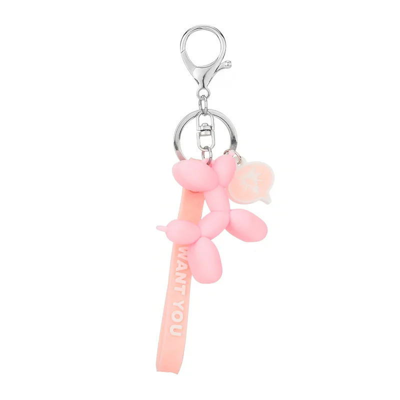 

2021 Fashion Stereo Cute Balloon Dog Keychain Key Ring Creative Cartoon Mobile Phone Bag Car Pendant Cute Key Chain