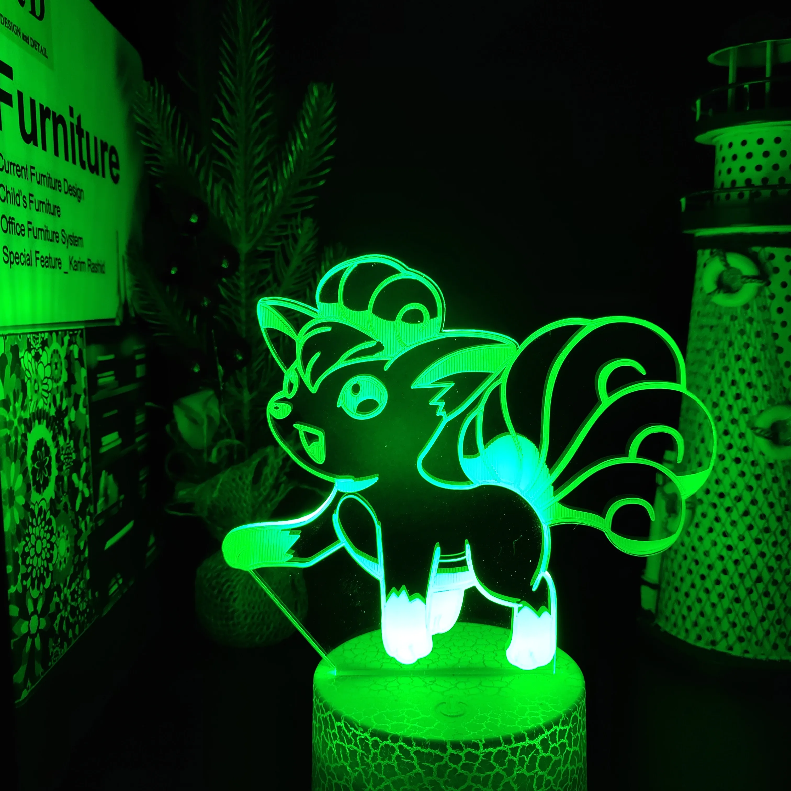 Pokemon Vulpix 3d Illusion Lamp Cartoon Led Night Light Colorful Touch Table Children's Bedroom Decor Lamps Kids Child Gift - купить по