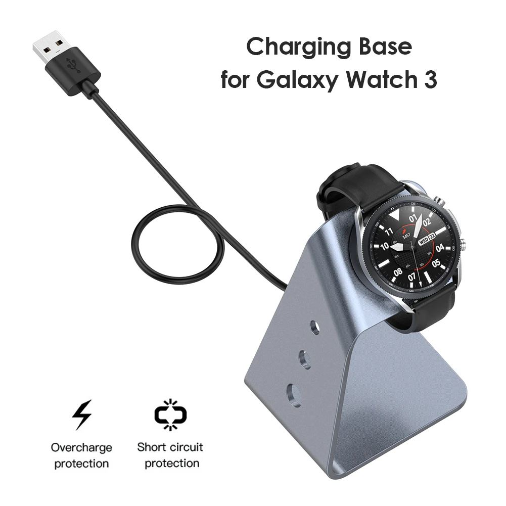 

Fast Charger Base for Samsung Galaxy Watch 3 45mm 41mm Active 2 1 40mm 44mm Aluminum Alloy Charging Stand Smart Watch Holder