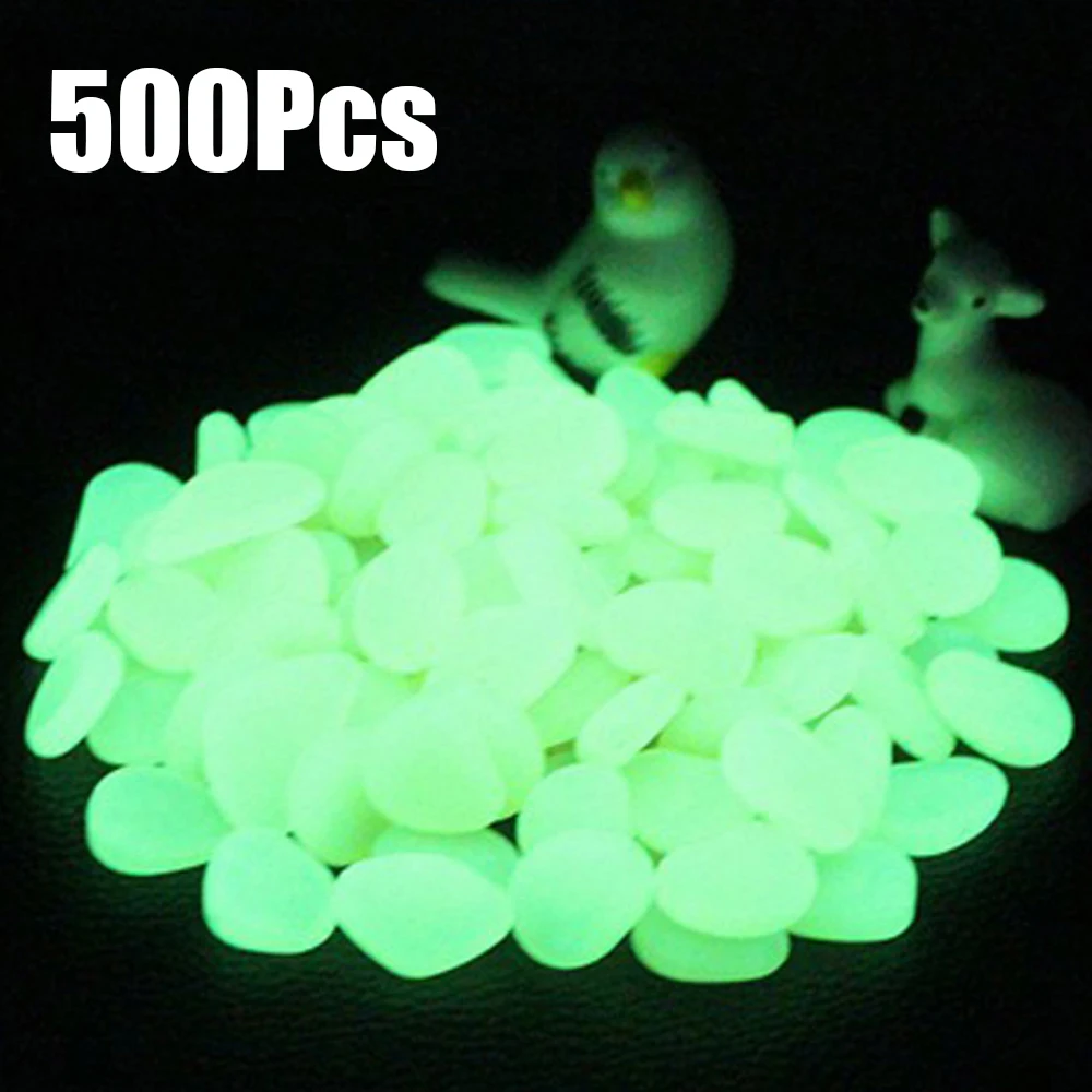 

500pcs Garden Glow in the Dark Luminous Pebbles for Walkways Plants Aquarium Decor Glow Stones Luminous Stone Garden Decoration