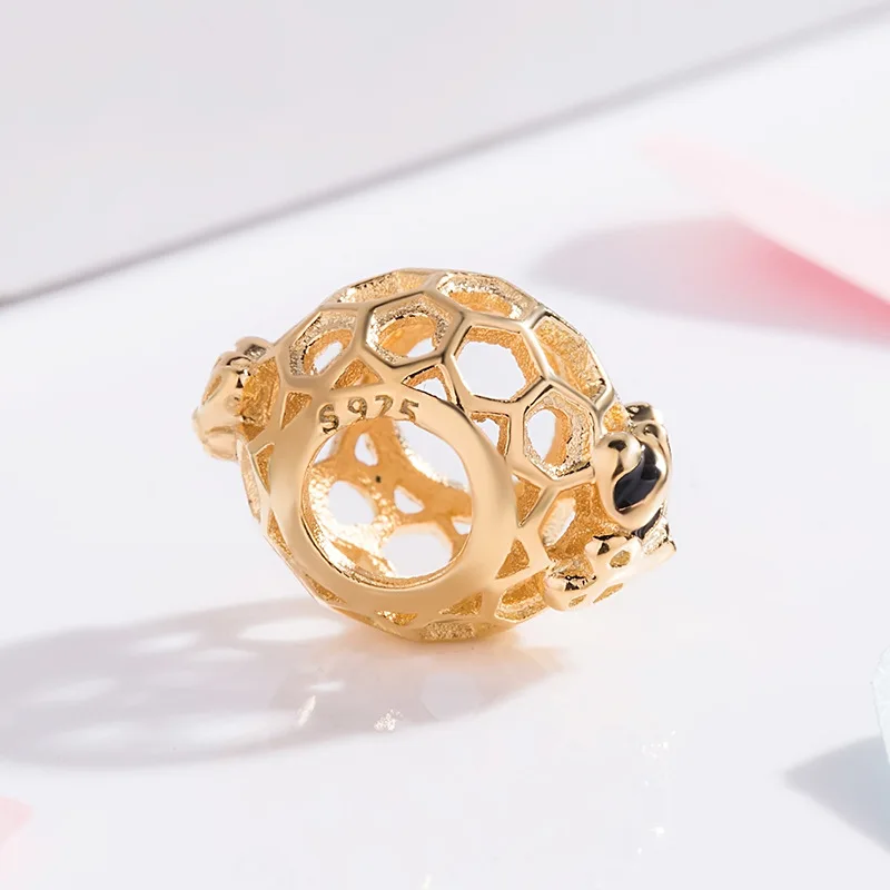 Бусины из серебра 925 пробы с черной эмалью и золотом |