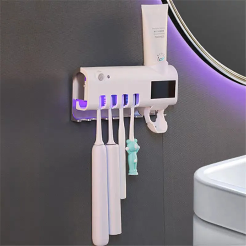 Solar Energy Toothpaste Dispenser Holder Electric Toothbrush Disinfectant Cleaning Smart Wall Mount UV Sterilizer | Дом и сад