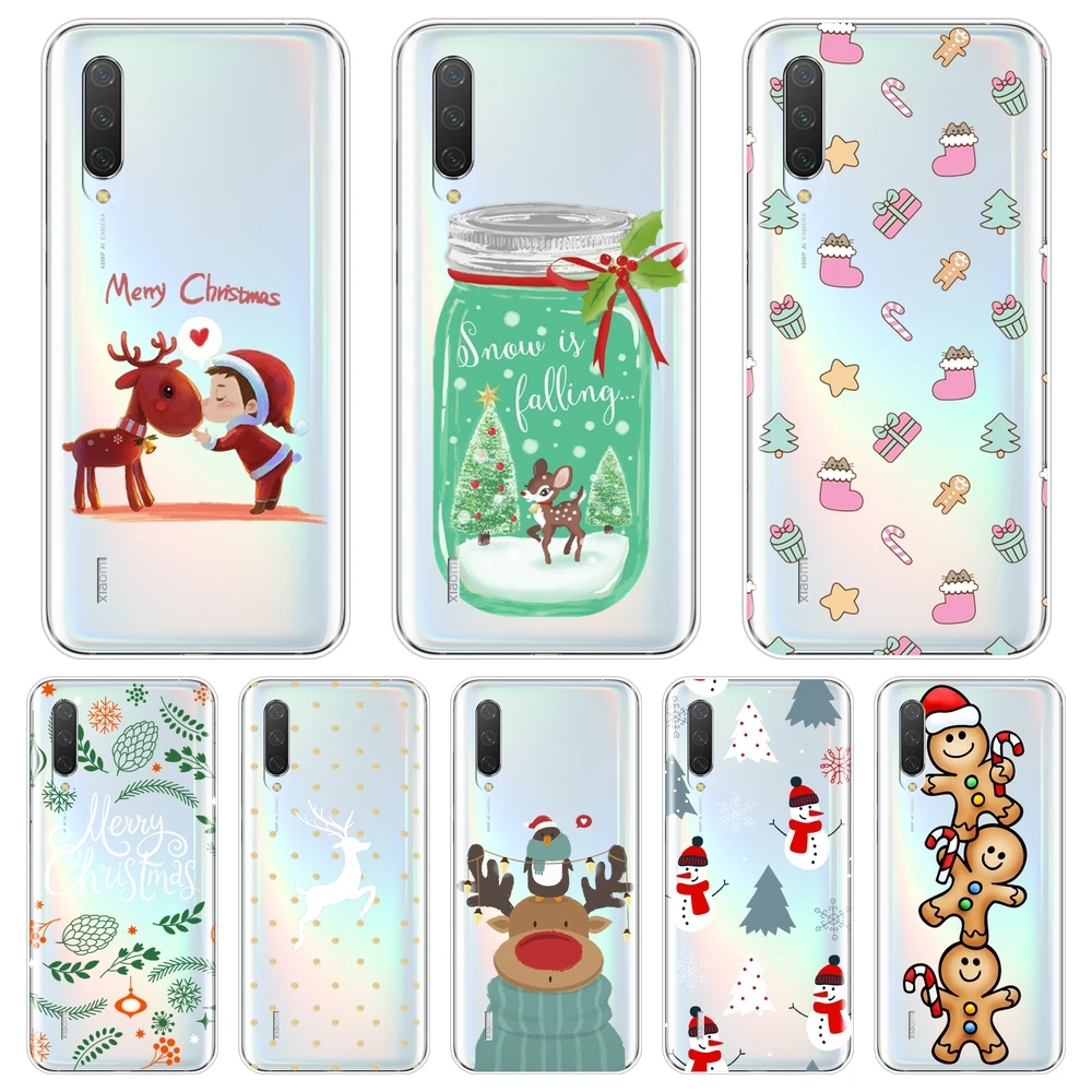Phone Case Silicone For Xiaomi Mi 9T 8 PRO Christmas Deer Tree Flower Cute Kawaii Soft Back Cover For Xiaomi Mi A3 9 SE Case