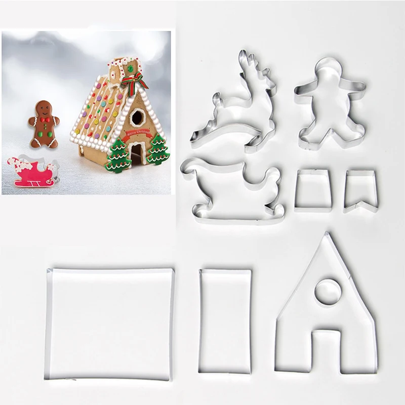 9 шт./компл. Нержавеющая сталь Рождество формочки для печенья 3D торт помадной