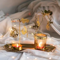 romantic rotation candle holders modern home decoration crystal wedding windmill walking light christmas candleholder lantern