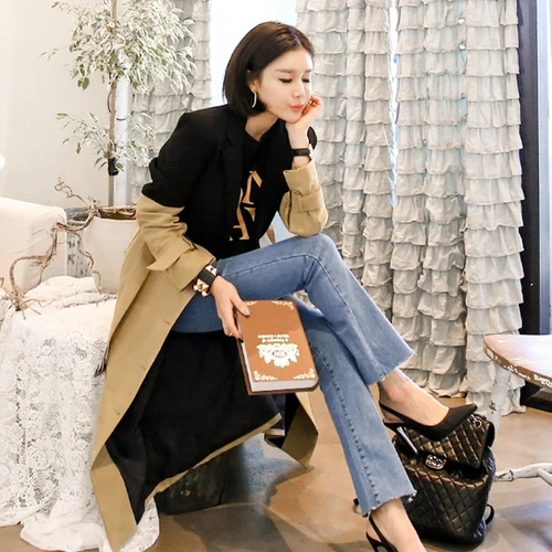 Ветровка женская с длинным рукавом на шнуровке оверсайз в Корейском стиле осень