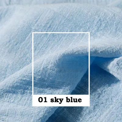 01 sky blue Художественный Ретро Slub креп хлопок/лен белый желтый оранжевый кофе темно серый красный мягкая ткань для ручной работы летнее платье Блузка - Цвет: 01 sky blue
