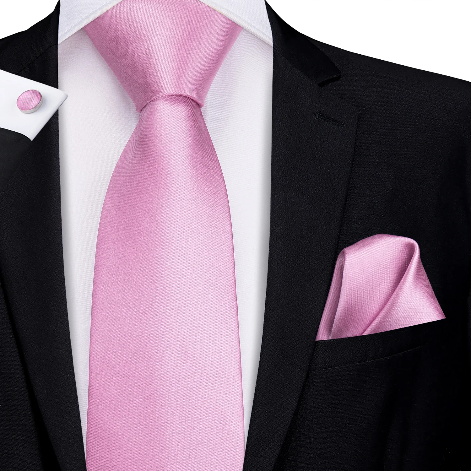 Hi-Tie 100% Silk Solid Pink Gold Men's Tie Set 8.5cm Blue Wedding Ties For Men New Design Hanky Cufflinks Quality Necktie | Аксессуары