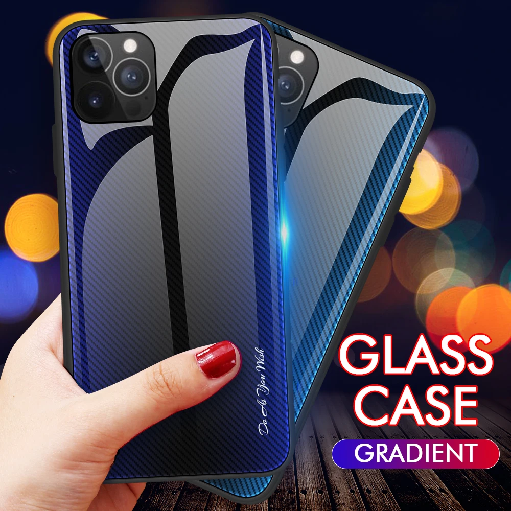 mobile phone pouch for ladies Gradient Glass Case For Huawei Nova8i 9Pro 8SE 7Pro 7i 6SE 5Z Dazzle Color shell Tempered Glass Cover For P Smart 2021 Y7A Y7P designer phone pouch