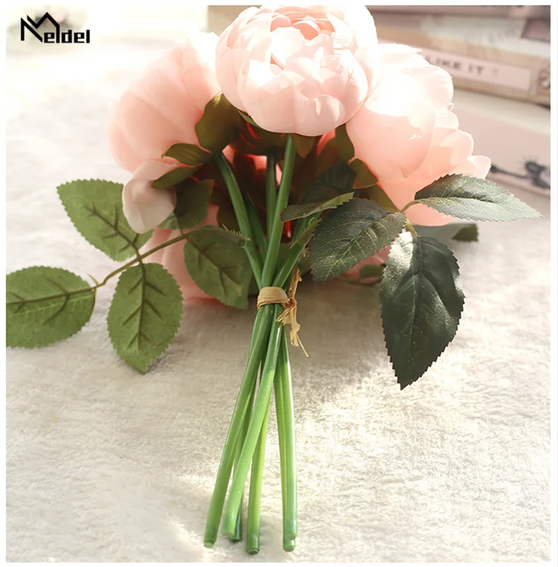Свадебный букет Meldel свадебные искусственные розовые шелковые розы для украшения