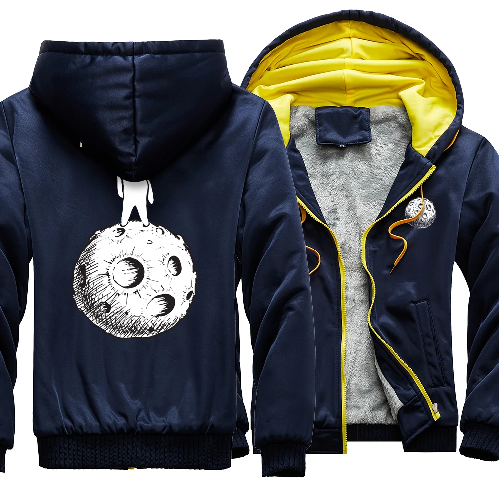Толстовка мужская с принтом астронавта и Луны модное пальто на молнии свободное