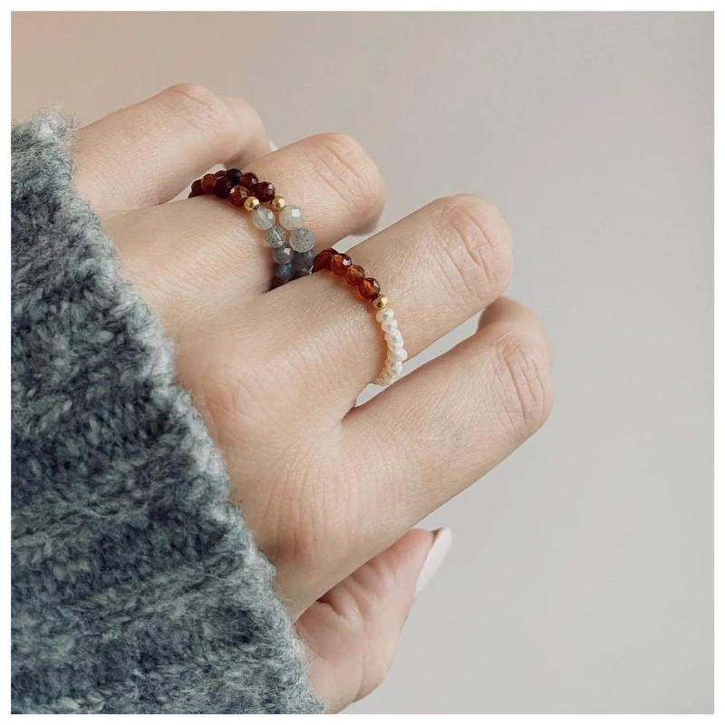 Momiji модные классические ювелирные изделия из натурального камня кольца для