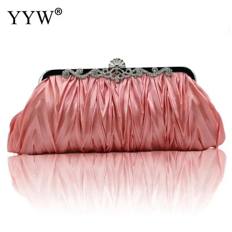 

Silk Evening Handbags Cocktail Clutches Silk Pleats Chain Dinner Bag Party Banquet Bride Dance Party Totes Luxury Evening Bags