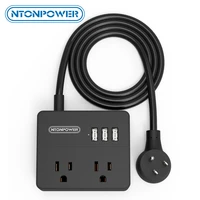 ntonpower travel power strip flat plug portable charging station with 10ft extension cord for office cruise ships business trip