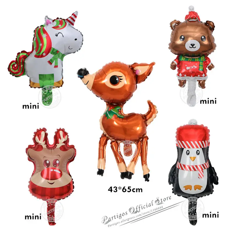 5pcs Xmas animals Мини шары для рождественской вечеринки Санта Клаус фольгированный баллон из гелий глобс рождественские шарики с колокольчиками Рождественские шары Декор рождественские принадлежности - Цвет: 5pcs Xmas animals