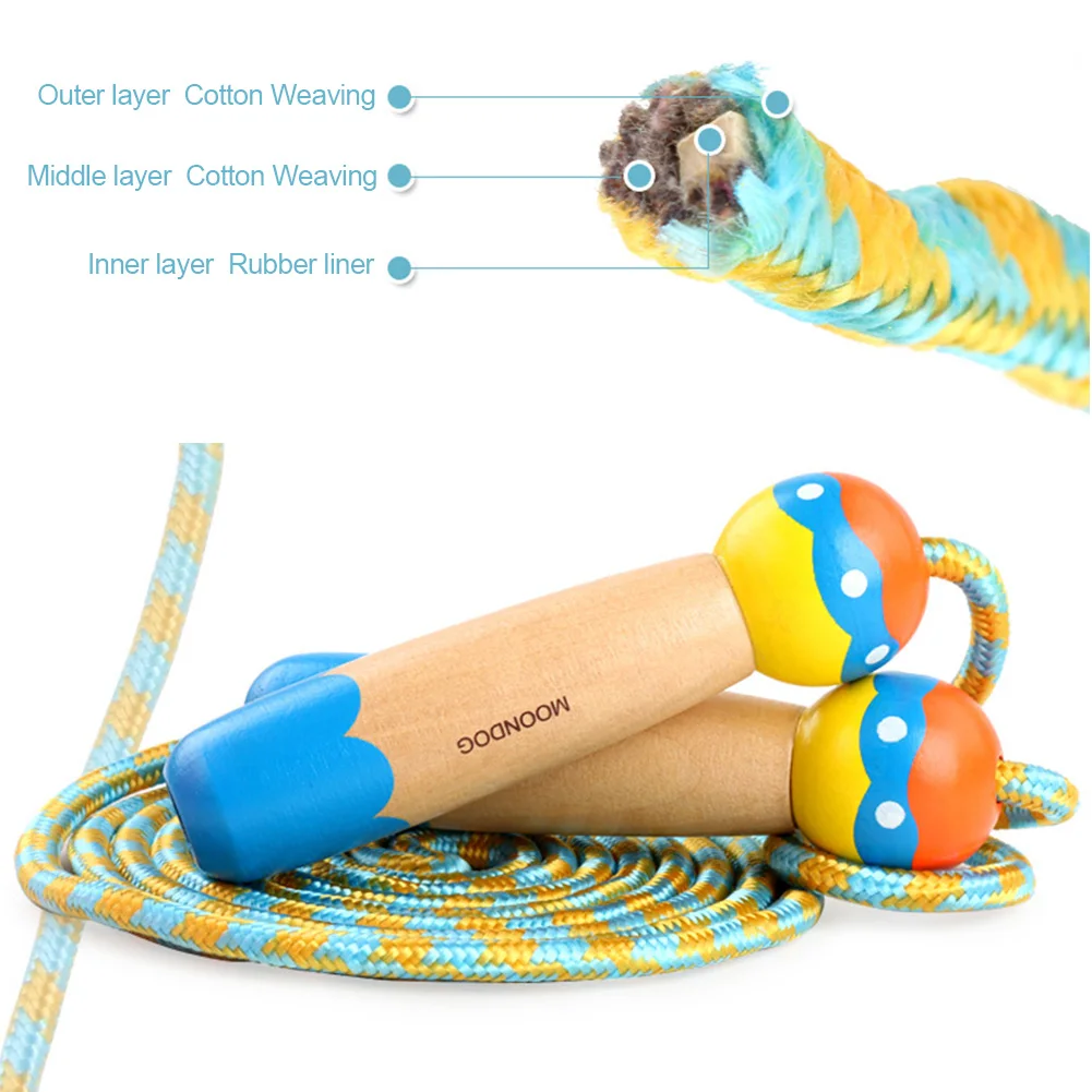 

Jump Rope Adjustable Cotton Jump Rope Skipping Rope with Wooden Handles for Kids Children Exercise Fitness Training Workout