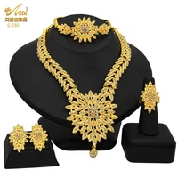 new 2021 nigerian african jewelry sets dubai gold plated necklace earrings for women hawaiian wedding luxury bridal accessories