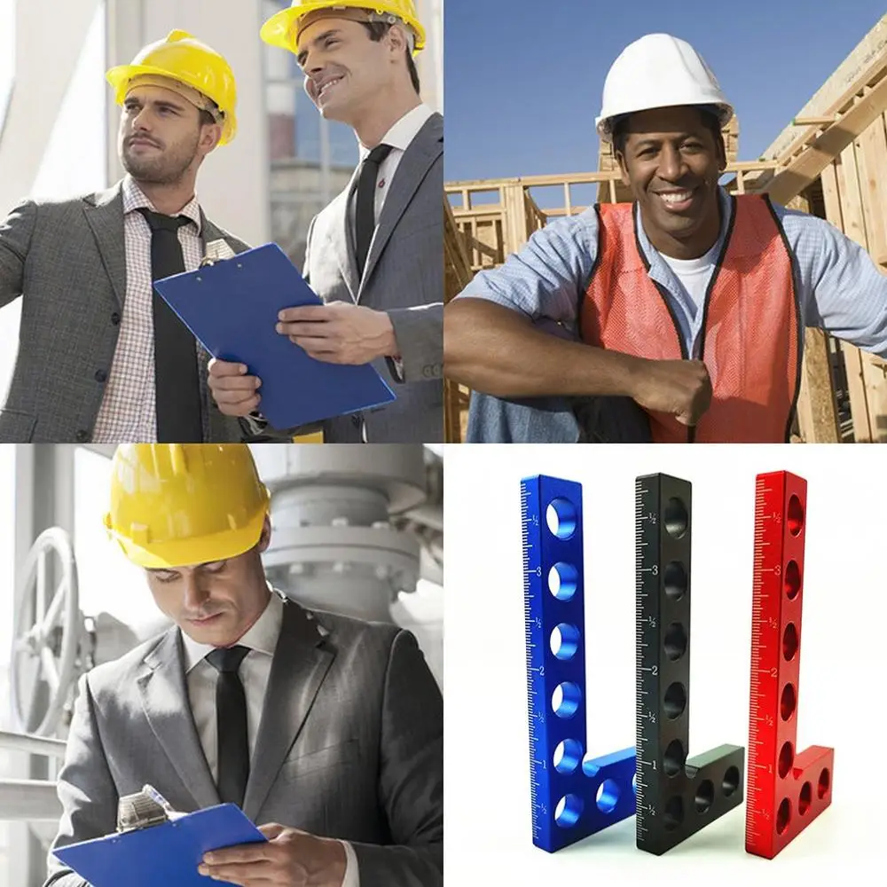 Алюминиевый квадратный линейка метрическая и дюймовая высота мерный угол L-образный столярный измерительный инструмент линия на.