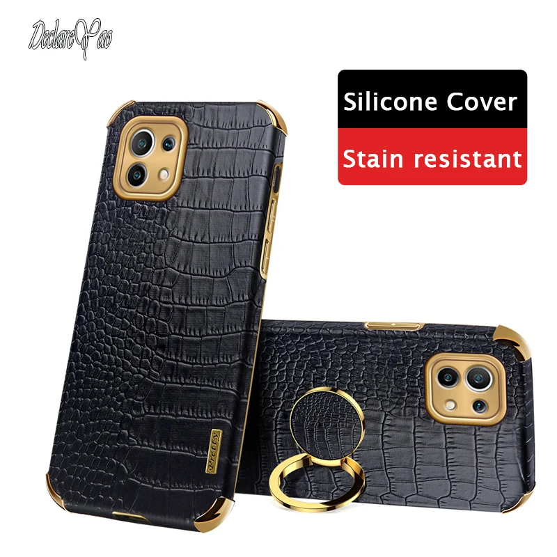 

11T Lite Case DECLAREYAO Luxury Crocodile Pattern Ultra Slim 6D Plating Cover For Xiaomi Mi 11 Pro 11i 11X Case Silicone Leather