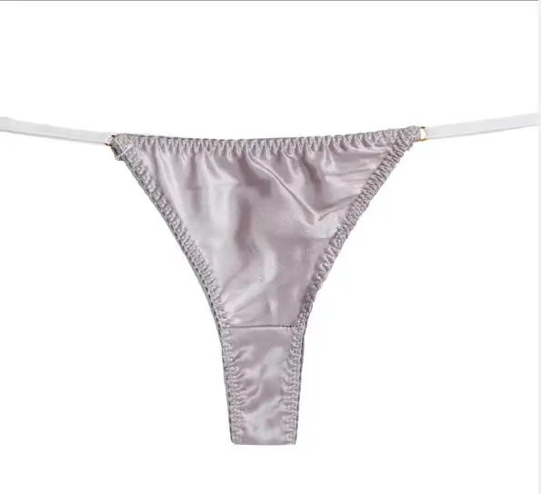 Light Grey Moxeay, женские шелковые трусы-бикини, атласные трусики, сексуальные танга, стринги, женские трусики, стринги, Т-образное нижнее белье, регулируемые стринги, Новинка - Цвет: Light Grey